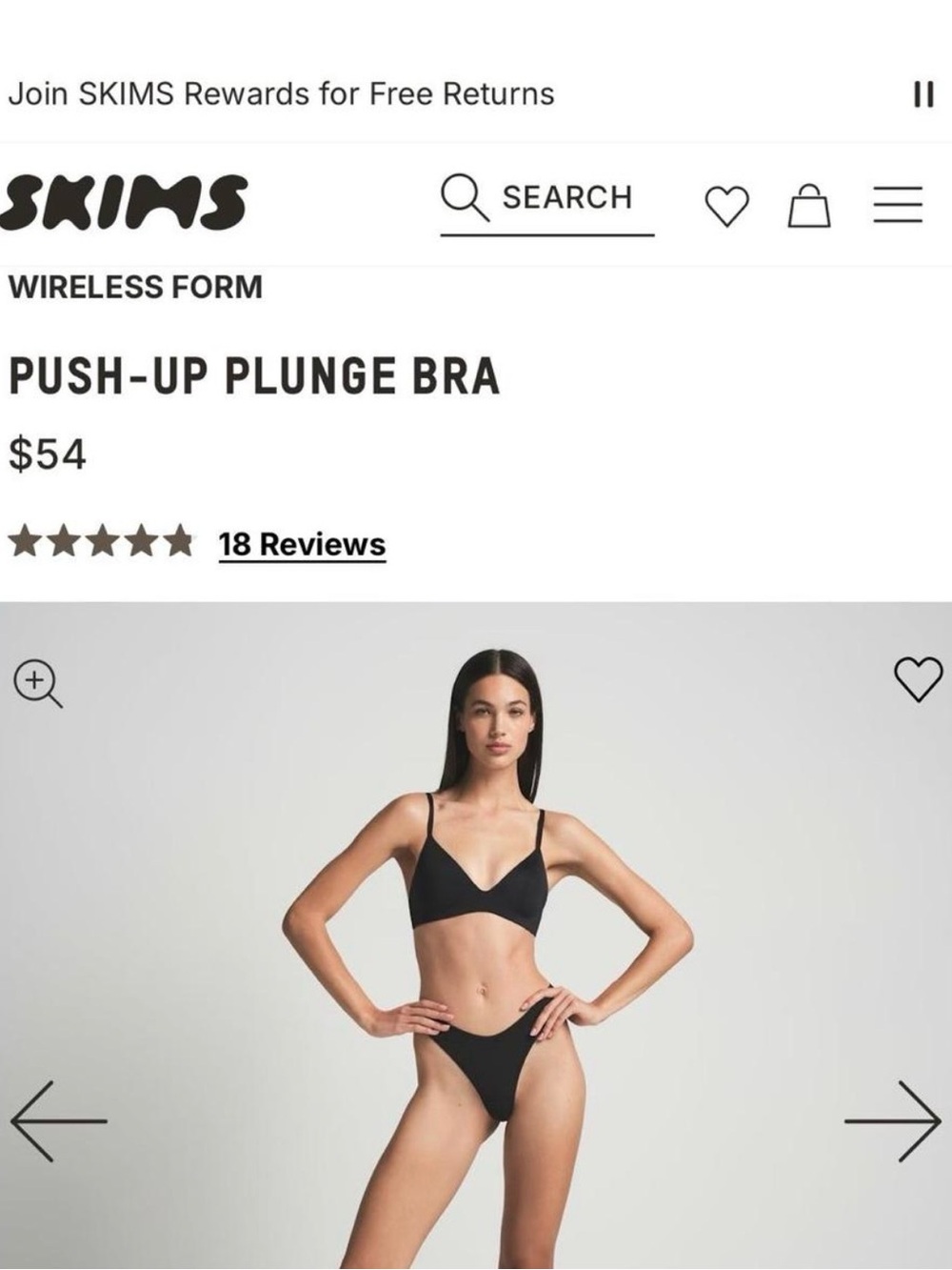 SKIMS Push-Up Plunge Bra in Black